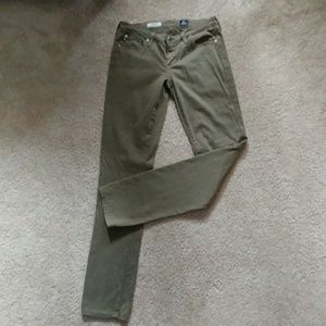 Dark Army Green/Khaki AG Jean stilt cigarette leg